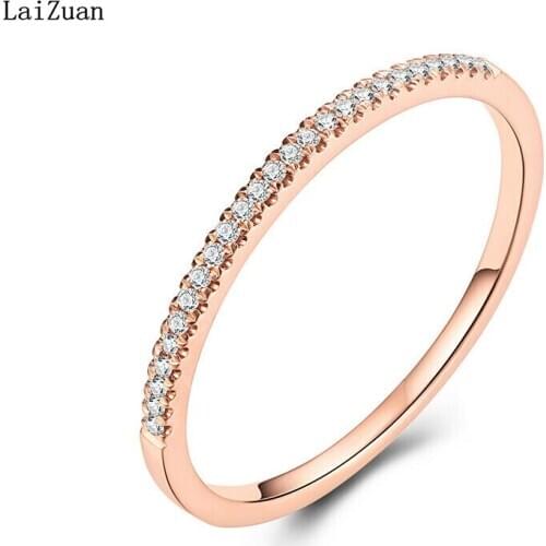 Solid 14K Rose Gold Natural Diamond Wedding Simple Band Fine Jewelry Ring Gift