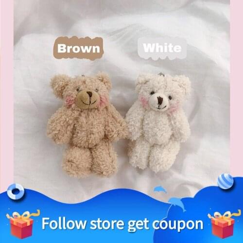 Plush Toy Key Chain Pendant Bear Rabbit Doll Bag Pompom Trinket Stuffed Cotton Soft Cute Gifts For Children