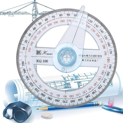 Swing Arm Angle Finder 360 Degree Pointer Protractor Ruler 10cm Circular Plastic Gauging Tools