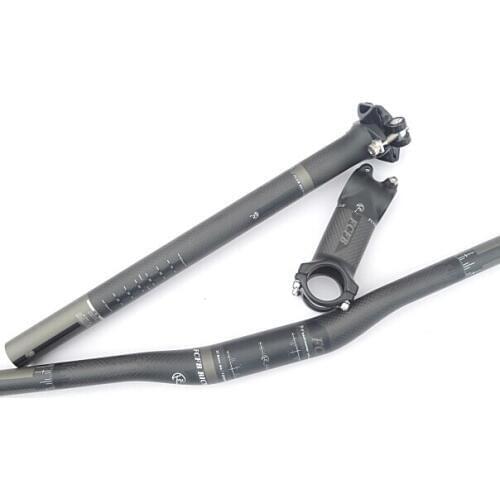 Sales FCFB FW carbon handlebar black grey kit MTB mountain rise handlebar + alu stem + seatpost road bike matt black grey