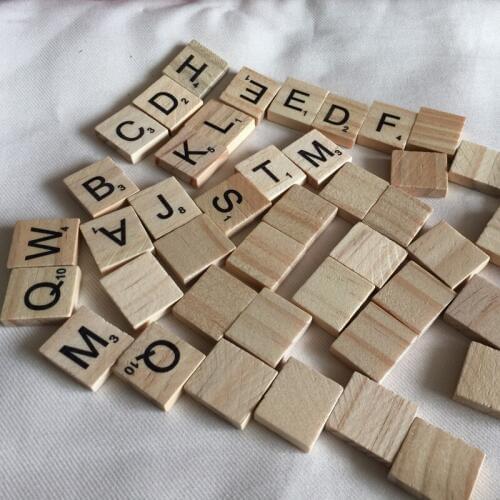 SANSHOOR 18*20mm Natural Unfinished Wooden Cube Alphabet beads 26 letters Thin Flat Square Chips Diy Jewelry Accessories 100pcs