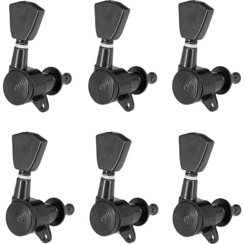 Pack of 6 String Tuning Pegs Machine Heads 6R for Electric/Acoustic Guitar Parts, Black