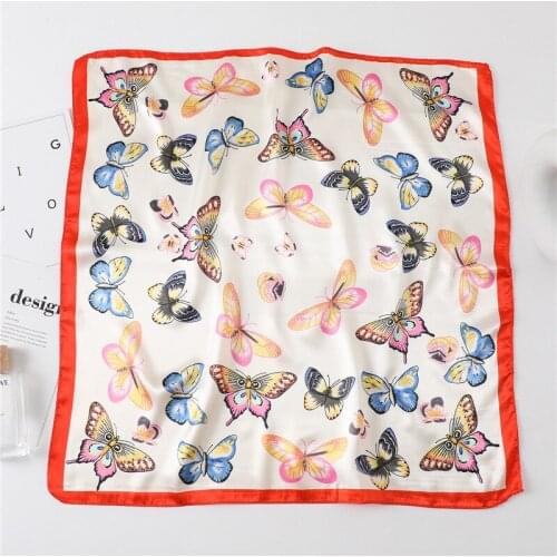 Women Scarves Silk Satin Neck Scarf Kerchief Fashion Print Hijab Ladies Scarfs Female Square Muffler Shawls FJ439
