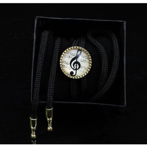 Cowboy Bolo Tie Women Fashion Jewelry Black Tie Neck Wear Office clothing Accessories Music G-Clef Necklace Ties