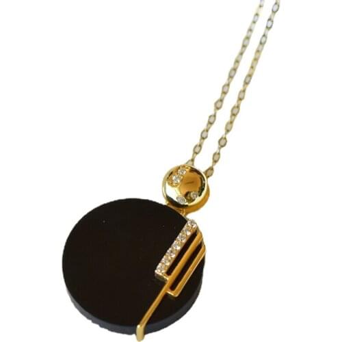 Certified Vintage Silver Black Jade Necklace S925 Sterling Silver Jade Jasper Necklace for Women Jewelry Charm Necklace