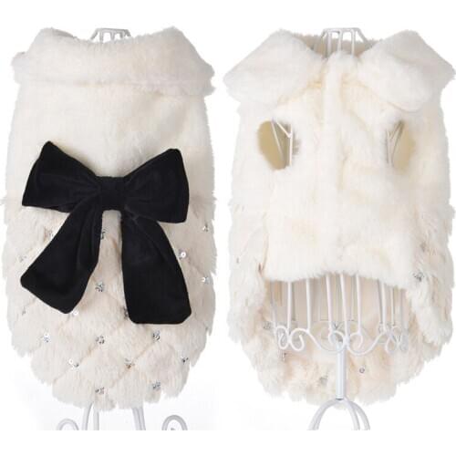 Dog Cat Princess Winter Warm Coat Jacket Dress Bow skirt dog clothes jacket Pomeranian warm plush pet clothes princess dress