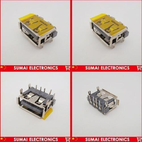 10pcs 2.0 USB Female Connector 2.0 USB jack USB Jack 90 degree DIP Copper down USB Connector