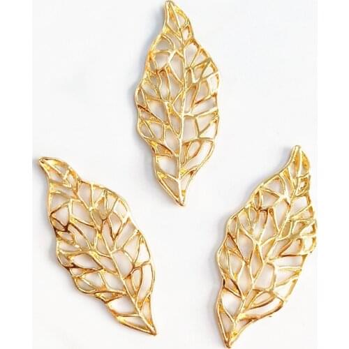 10 PCS 20*47mm Fashion Metal Alloy KC Gold Leaf Connectors Charms For Jewelry Making