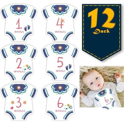 12 Sheets/Set Baby Cute Clothes Monthly Stickers Pregnant Belly Decals Memory Recording Milestone Sticker
