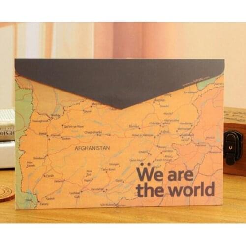 12pcs/lot 31.2* 22.4 Cm Creative NEW Vintage Map Design Multifunction A4 File Holder Documents File Bag Free Shipping