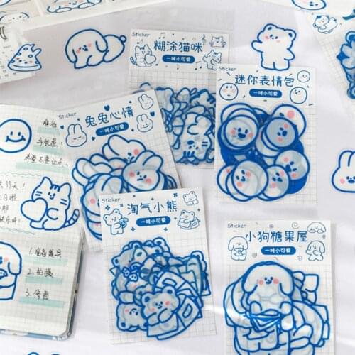 40 pcs PET Stickers Cute Cartoon Kitty Bear Little Prince Mobile Phone Case Waterproof Deco Stickers Scrapbooking DIY Stationery
