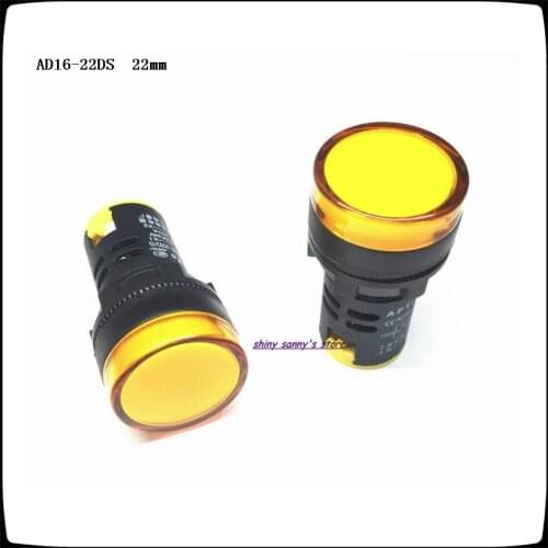 5 Pcs/Lot AD16-22D/S 22mm Yellow AC/DC 12V,24V,36V,110V, AC220V LED Power Indicator Signal Light Pilot Lamp