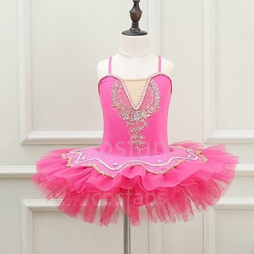 Ballet Dress Pinky Dance Tutu Girls Tutu Little White Swan Lake Dance Dress Pink Cute Girls Barre Costumes 4 Color in stock