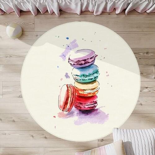 Beyaz Çocuk Odası Halısı mor mavi turuncu pembe makaron kurabiye