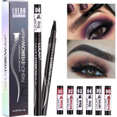 Brand makeup waterproof natural eyebrow pencil four claw eyebrow tint makeup 6 color eye brow pen brown black gray makeup brush
