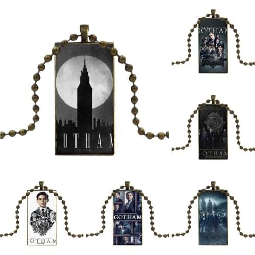Design Tv Show Series Gotham Design Fashion Vintage Glass Women Rectangle Necklace Pendants For Girls Statement Maxi