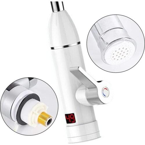 Stainless Steel Electric Water Heater Tap LCD Digital Temperature Display 3000W Kitchen Tankless Instant Hot Water Faucet