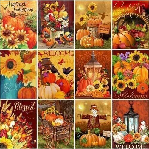 Evershine Full Square Diamond Painting Pumpkin 5D DIY Craft Kit Diamond Embroidery Cartoon Cross Stitch Halloween Decoration
