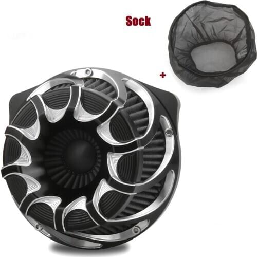 Rain Socker Cover Deep cnc cut gray air intake cleaner Filter Fit For Softail Dyna Touring 2001-2007