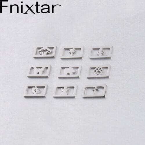 Fnixtar 20Pcs Rectangle Tree Dog Paw Angle Connectors Charms For DIY Making Braid Bracelet Stainless Steel Mirror Polish Charms