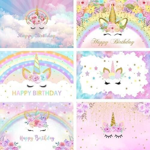 Mehofond Unicorn Background For Photography Rainbow Flower Cloud Baby Shower Birthday Party Photo Backdrop Photophone Photozone