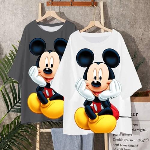 Disney 3D Women fashion cartoon Mickey Minnie Harajuku Summer kawaii top female Ulzzang oversized T-shirt with short sleeves y2k
