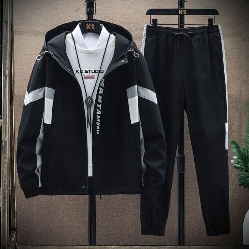 Korean Fashion Tracksuit Men Hooded Sweat Suits 2 Piece Set Men Hip Hop Streetwear Jogger Suits Dropshipping men outfit set