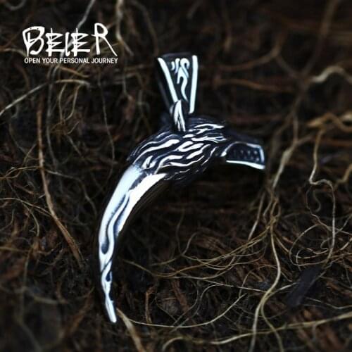 BEIER 316L Stainless Steel Domineering Dragon tooth Necklace Pendant Classic Animal Dragon House Mens Animal Chorker BP8-644