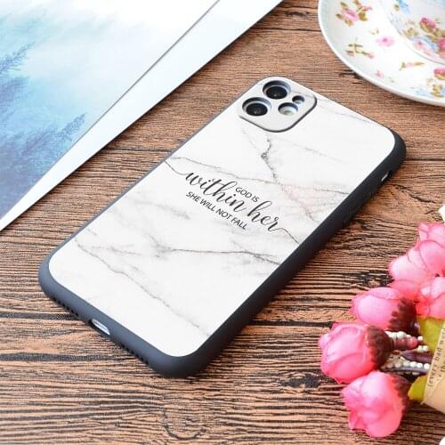 For iPhone God Is Within Her She Will Not Fall Marble Print Soft Matt Apple iPhone Case