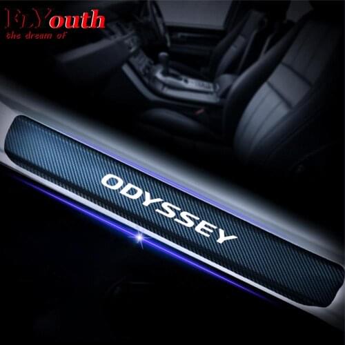 Car Door Sill Scuff Plate For Honda Odyssey Reflective 4D Carbon Fiber Sticker Welcome Pedal Threshold Auto Accessories 4Pcs/set