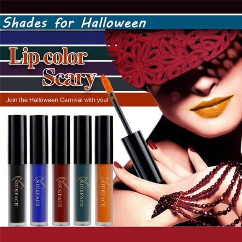 NICEFACE Lipstick Maquiagem Long Lasting Sexy Matte Black Blue Liquid Lipgloss Lip Waterproof Party Gray Green Lip Gloss Makeup