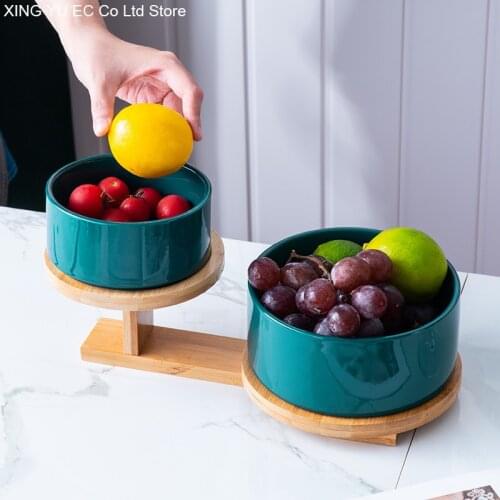 Nordic Black Frosted Ceramic Fruit Plate Double Dessert Fruit Plate Personality Home Living Room Dessert Bowl Candy Plate