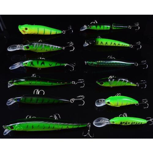 New Set Mixed 12pcs/Lot Good Quality Fishing Lure 12 Models Crankbait Bait Artificial Make Fish Baits Wobbler Fishing Tackle