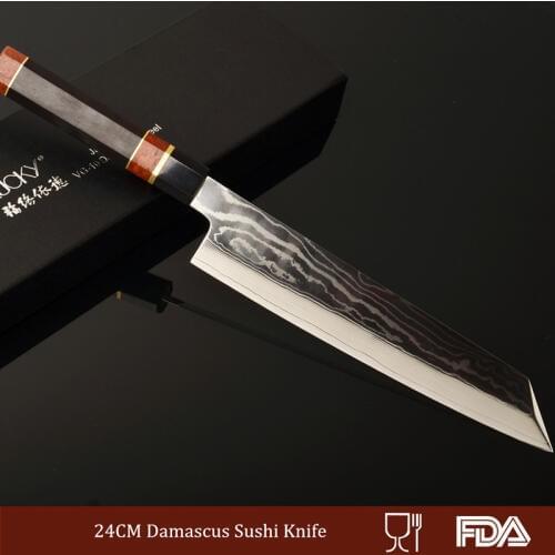 24cm Kiritsuke Sushi Knife Kitchen VG10 Damascus Steel Japanese Sashimi Slicing Salmon Fish Filleting Knife Super Sharp 2.1