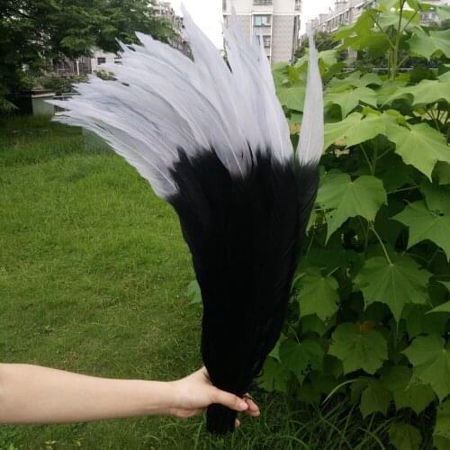 Wholesale 50/100pcs Black and Gray Silver Pheasant Feathers 50-80cm/20-32 inch Stage Performances Decoration