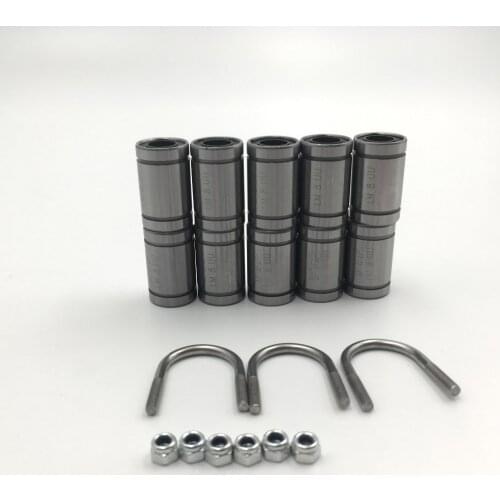 Prusa i3 MK2/MK2S/MK3 3D printer DIY parts,3PCS Stainless Steel U-bolts, 10PCS Linear Bearings LM8UU