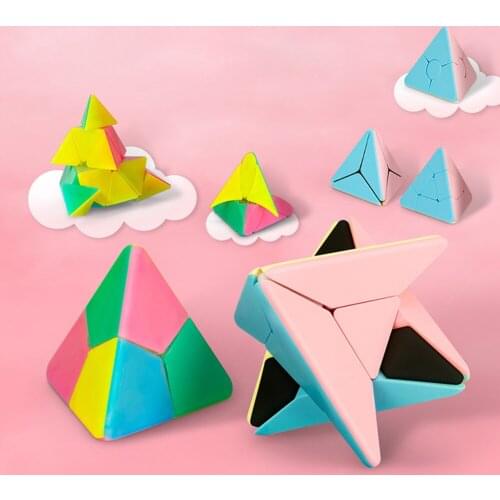 Educational Toy Twist Folding Speed Cubes Toy Snake Magic Triangle Finger Cube Macaron Color Smooth Pyramid Cube for Student