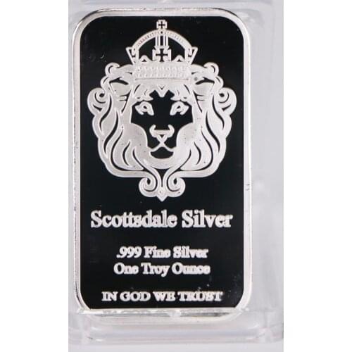 Scottsdale Silver 999 Fine Silver One Troy Ounce Bar Bullion In God We Trust Coin Bars With Display Case