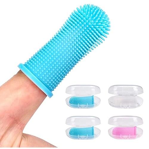 Dog Toothbrush Fingerbrush 360º Silicone Pet Toothbrushes for Dogs Cat Tooth Brush Full Surround Bristles Dog Fingertip
