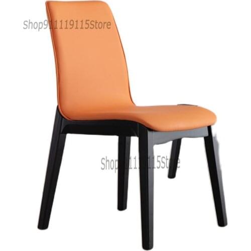 Nordic Solid Wood Dining Chair Net Red Leather Chair Family Restaurant Modern Simple Chair Minimalist Design Luxury Leisure Chai