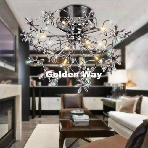 Newly Chrom Modern Nordic G9 Crystal Ceiling Lamp Crystal Light Bedroom Luminarias Home Decor Creative LED Crystal Ceiling Lamp