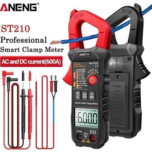 ST210 Clamp Meter Professional Digital Multimeter DC/AC 600A Current Tester 6000 Counts True RMS Ampere Meter for Eletric