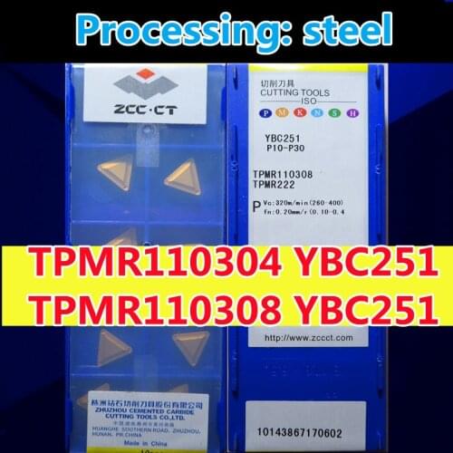 TPMR110304 TPMR110308 YBC251 100% original Zcc.ct Carbide insert Processing: steel 10pcs/set 20pcs/50pcs Free shipping