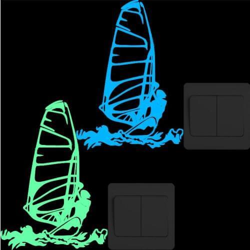 Windsurfing Extreme Sport Vinyl Wall Sticker Glow in the Dark Switch Sticker Kid Room Children Bedroom Toilet Sticker Home Decor