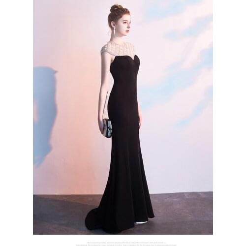 2021 Muslim Luxury Hand Work Evening Gowns High-Neck Women Beads Party Formal Dress