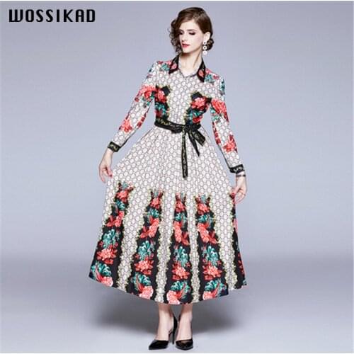 Maxi Dress WOMEN Printed Runway Vintage Dress Formal Dress Women Elegant Fashion Dresses For Women Clothing 2019 Vobe Ropa Mujer