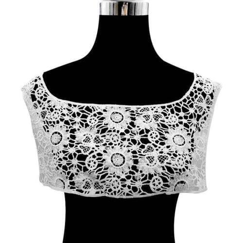 1PCS White Embroidered Venise Lace Neckline Collar Embellishment Guipure Applique Trims Clothing Sewing Supplies Scrapbooking