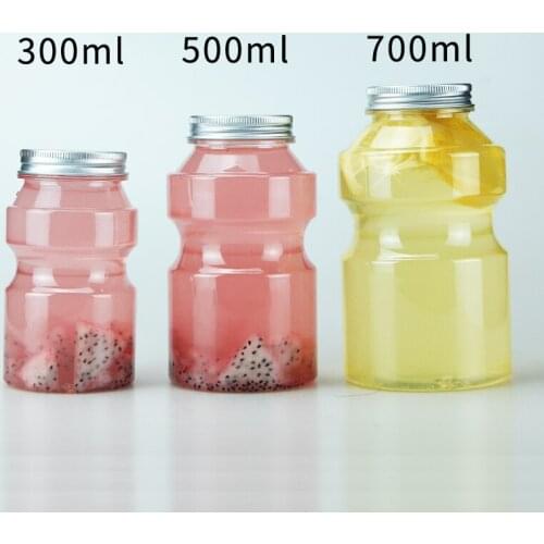 10pcs Net red empty bottle cold drinks juice ice coffee cup birthday party favors bubble tea cup 300ml yogurt bottles wtih lid