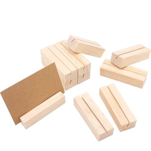 10pcs Wooden Menu Holder Table Card Holder Postcard Photo Picture Display Stand for Desk Tabletop Home Party Office Decoration