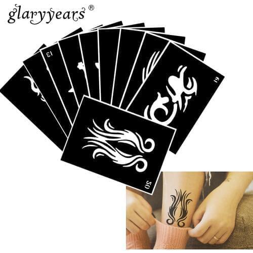 10 Pieces/Set Henna Tattoo Stencil Animals Paste Drawing Lady Body Art Tattoo Stencil Hot Product Waterproof 2019 HN#02